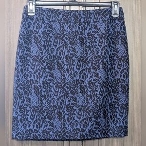 Ann Taylor Petite Blue and Black Brocade Skirt, 6P